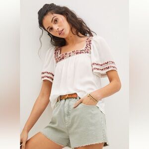 Anthropologie Wendy Embroidered Blouse
